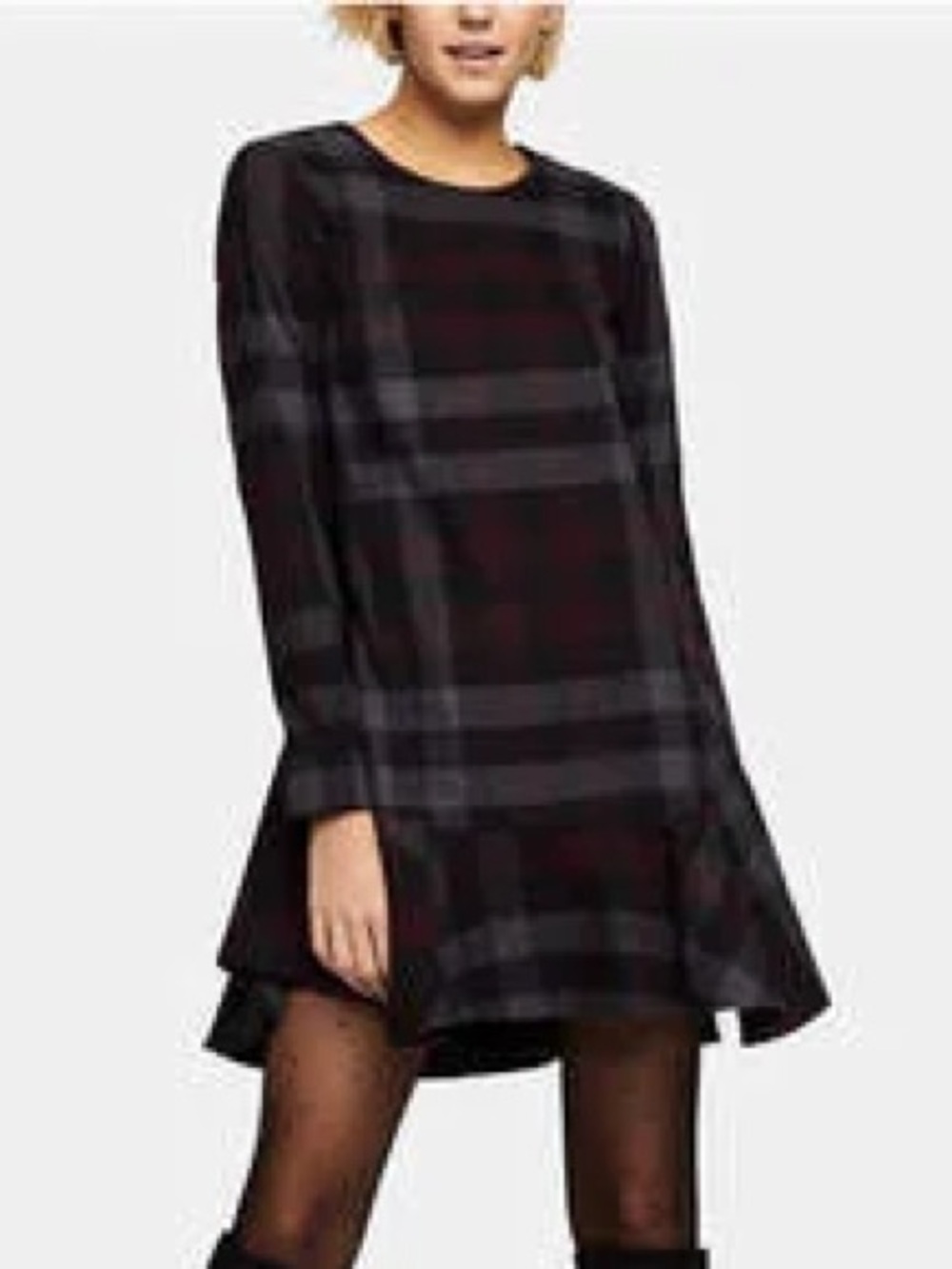 BCBGeneration Plaid Dress in Gray and Burgundy
